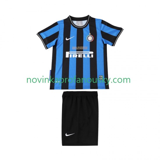 Inter Milán Dres 2009 Retro Domácí Fotbalové Dresy pro Děti 2010 Krátký rukáv