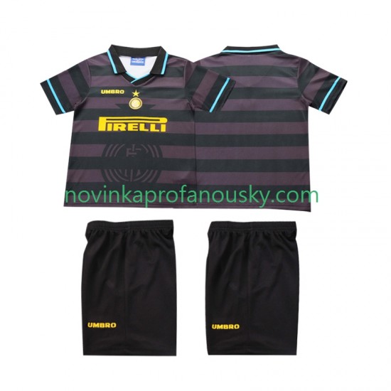 Inter Milán Dres 1997 Retro Alternativní Fotbalové Dresy pro Děti 1998 Krátký rukáv