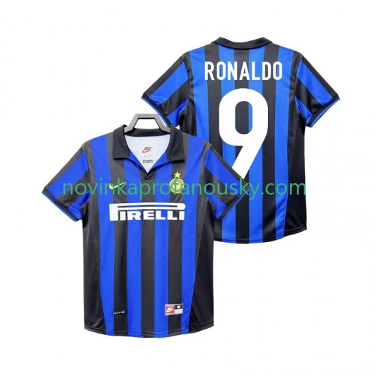 Inter Milán Dres Roanldo 9 Retro Domácí Fotbalové Dresy pro Muže 1998 1999 Krátký rukáv