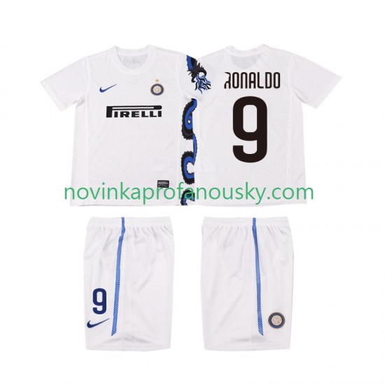 Inter Milán Dres Ronaldo 9 Retro Venkovní Fotbalové Dresy pro Děti 2011 2010 Krátký rukáv