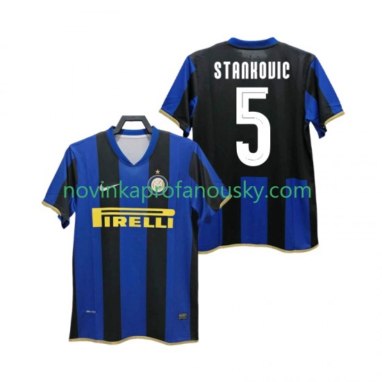 Inter Milán Dres STANKOVIC 5 Champions League 2009 Retro Domácí Fotbalové Dresy pro Muže 2008 Krátký rukáv