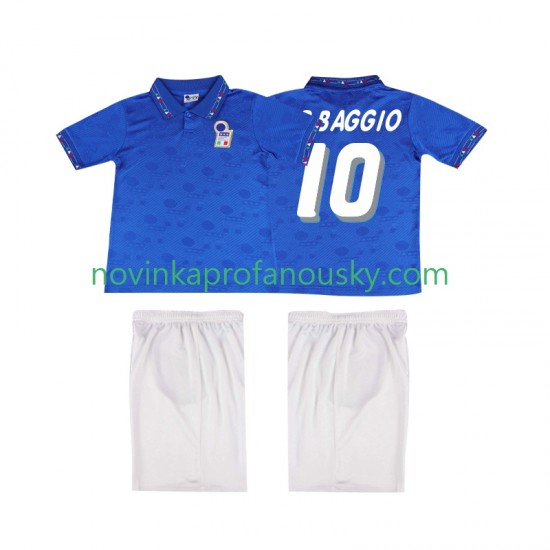 Itálie Dres Roberto Baggio 10 Retro Domácí Fotbalové Dresy pro Děti 1994 Krátký rukáv