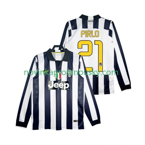 Juventus Dres Pirlo 21 2014 2015 Retro Domácí Fotbalové Dresy pro Muže Dlouhý rukáv