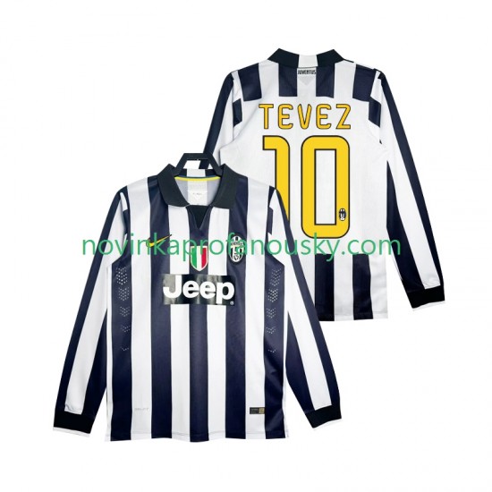 Juventus Dres TEVEZ 10 2014 2015 Retro Domácí Fotbalové Dresy pro Muže Dlouhý rukáv