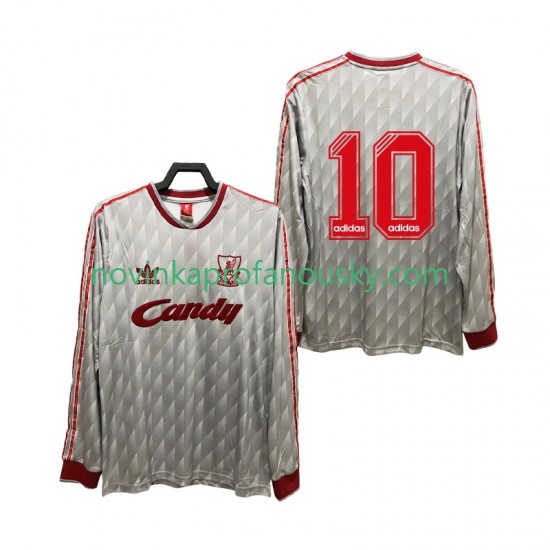 Liverpool Dres 10 1989 1991 Retro Venkovní Fotbalové Dresy pro Muže Dlouhý rukáv