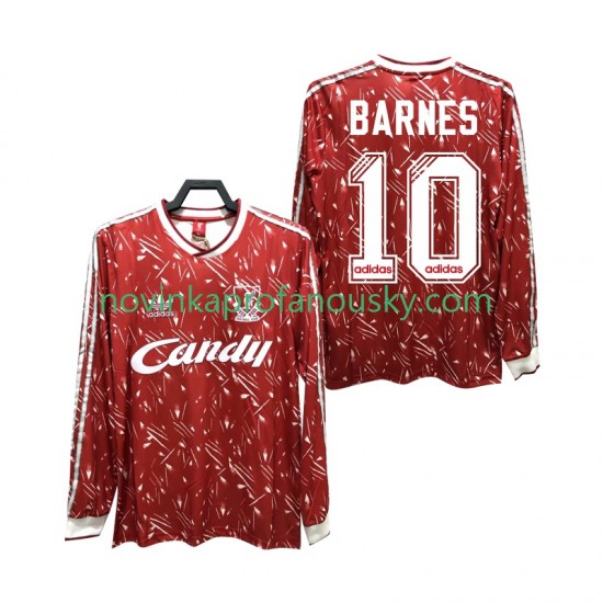 Liverpool Dres BARNES 10 1989 1991 Retro Domácí Fotbalové Dresy pro Muže Dlouhý rukáv