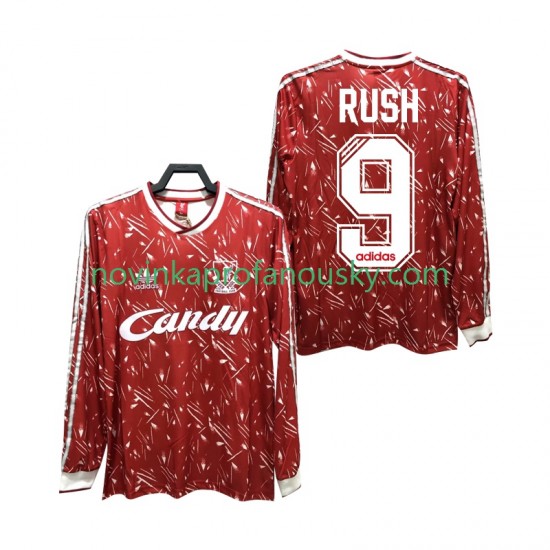 Liverpool Dres Rush 9 1989 1991 Retro Domácí Fotbalové Dresy pro Muže Dlouhý rukáv