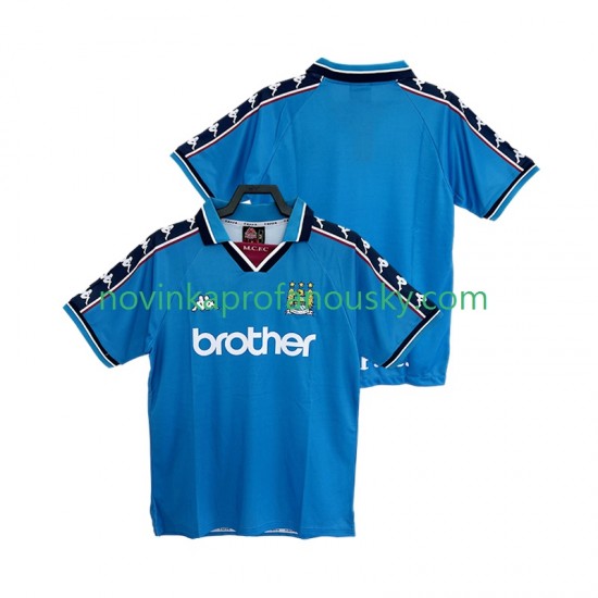 Manchester City Dres 1997 Retro Domácí Fotbalové Dresy pro Muže 1998 Krátký rukáv