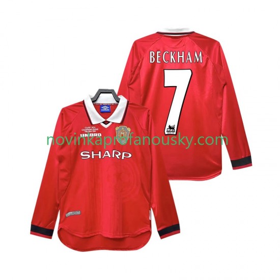 Manchester United Dres Beckham 7 2000 Retro Domácí Fotbalové Dresy pro Muže 1999 Dlouhý rukáv
