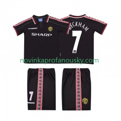 Manchester United Dres Beckham 7 Retro Venkovní Fotbalové Dresy pro Děti 1998 1999 Krátký rukáv