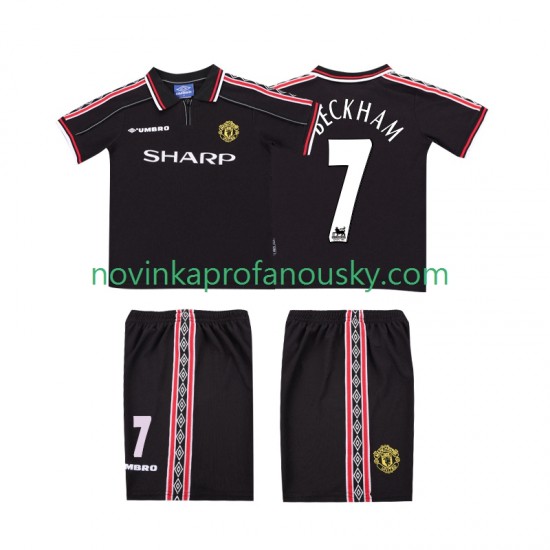 Manchester United Dres Beckham 7 Retro Venkovní Fotbalové Dresy pro Děti 1998 1999 Krátký rukáv