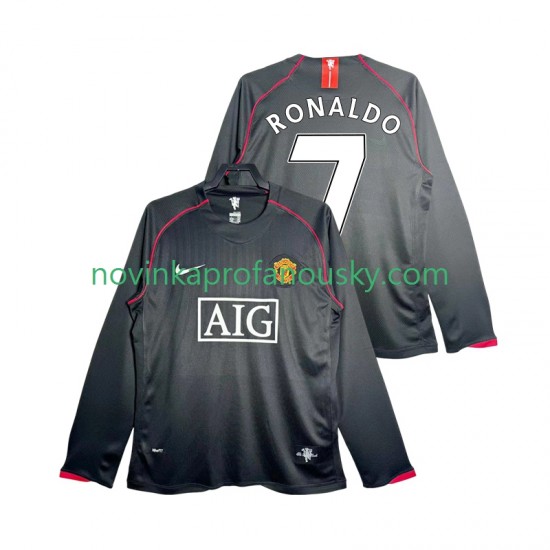 Manchester United Dres Critstiano Ronaldo 7 2007 Retro Venkovní Fotbalové Dresy pro Muže 2008 Dlouhý rukáv