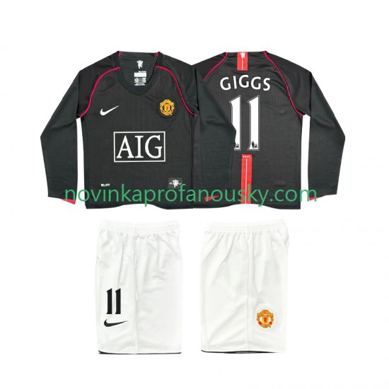 Manchester United Dres GIGGS 11 2007 Retro Venkovní Fotbalové Dresy pro Děti 2008 Dlouhý rukáv