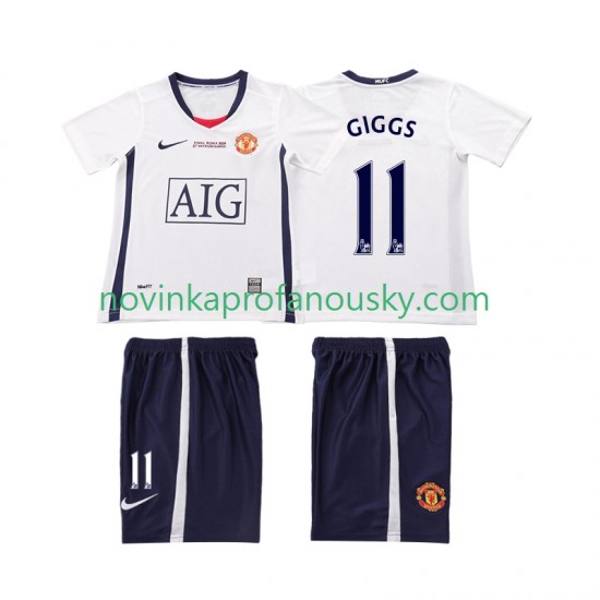 Manchester United Dres GIGGS 11 Champions League 2009 Retro Venkovní Fotbalové Dresy pro Děti 2008 Krátký rukáv