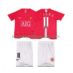 Manchester United Dres GIGGS 11 Premier League 2007 Retro Domácí Fotbalové Dresy pro Děti 2008 Krátký rukáv