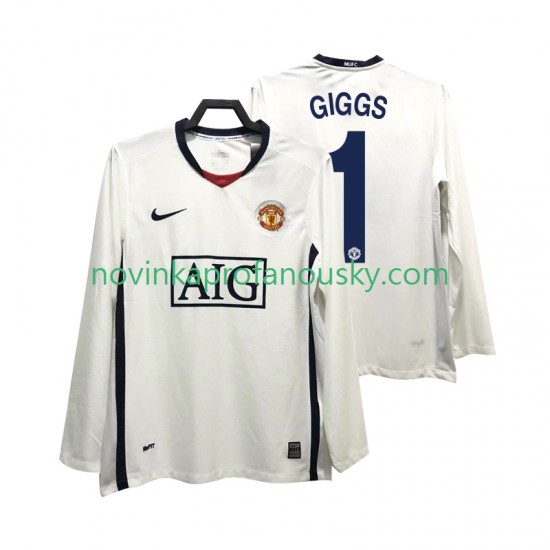 Manchester United Dres GIGGS 11 Premier League 2009 Retro Venkovní Fotbalové Dresy pro Muže 2008 Dlouhý rukáv