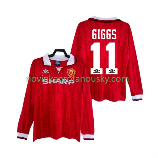 Manchester United Dres GIGGS 11 1992 Retro Domácí Fotbalové Dresy pro Muže 1994 Dlouhý rukáv