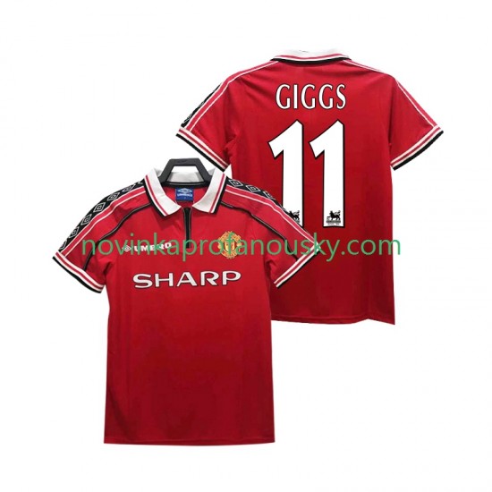 Manchester United Dres GIGGS 11 Retro Domácí Fotbalové Dresy pro Muže 1998 1999 Krátký rukáv