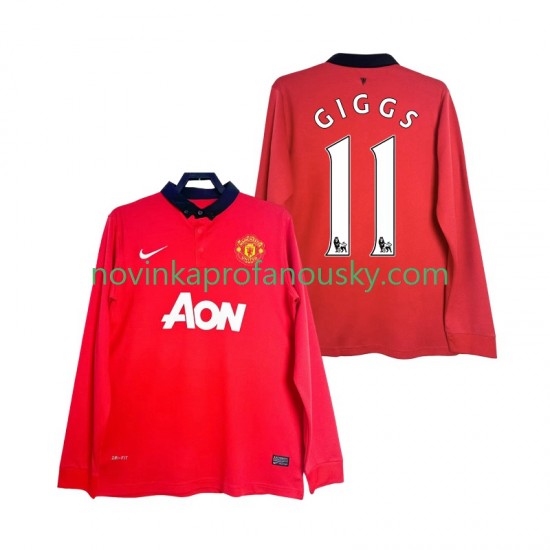 Manchester United Dres GIGGS 11 2013 2014 Retro Domácí Fotbalové Dresy pro Muže Dlouhý rukáv