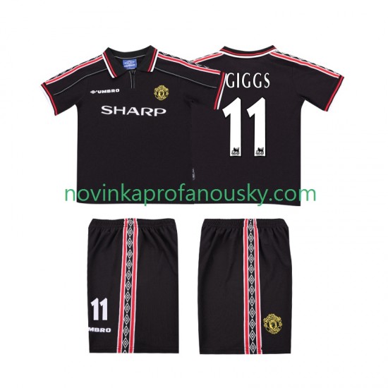 Manchester United Dres GIGGS 11 Retro Venkovní Fotbalové Dresy pro Děti 1998 1999 Krátký rukáv