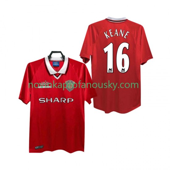 Manchester United Dres Keane 16 2000 Retro Domácí Fotbalové Dresy pro Muže 1999 Krátký rukáv