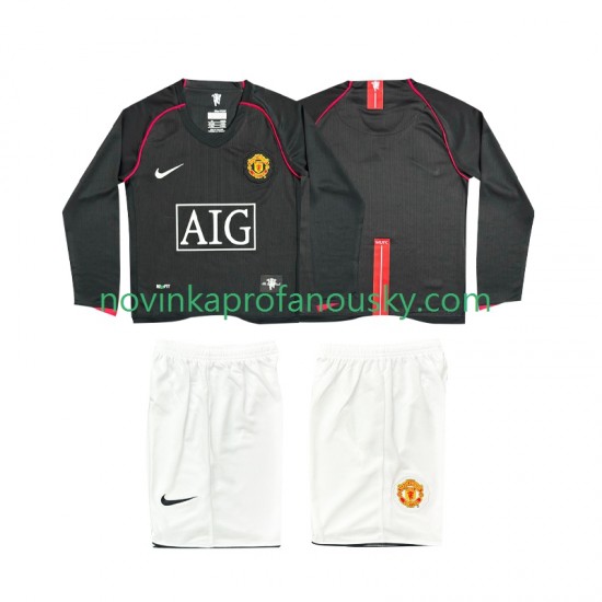 Manchester United Dres 2007 Retro Venkovní Fotbalové Dresy pro Děti 2008 Dlouhý rukáv