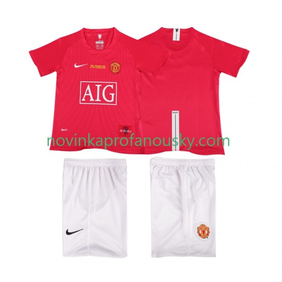 Manchester United Dres Champions League 2007 Retro Domácí Fotbalové Dresy pro Děti 2008 Krátký rukáv