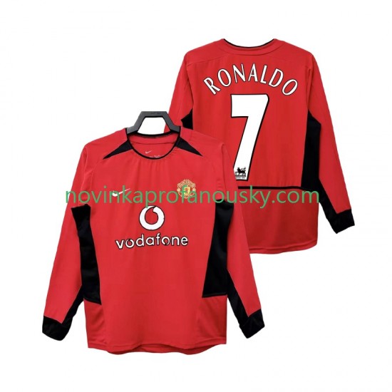 Manchester United Dres RONALDO 7 Retro Domácí Fotbalové Dresy pro Muže 2004 2002 Dlouhý rukáv