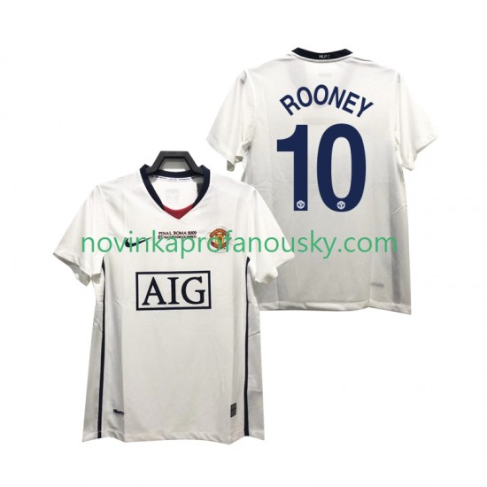 Manchester United Dres ROONEY 10 Champions League 2009 Retro Venkovní Fotbalové Dresy pro Muže 2008 Krátký rukáv