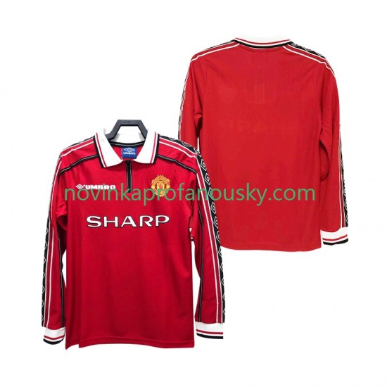 Manchester United Dres Retro Domácí Fotbalové Dresy pro Muže 1998 1999 Dlouhý rukáv