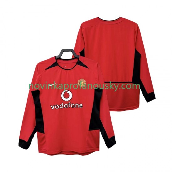 Manchester United Dres Retro Domácí Fotbalové Dresy pro Muže 2004 2002 Dlouhý rukáv