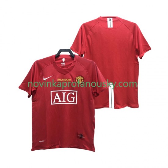Manchester United Dres 2007 Retro Domácí Fotbalové Dresy pro Muže 2008 Krátký rukáv