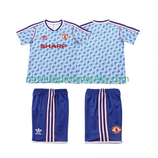 Manchester United Dres 1990 1992 Retro Venkovní Fotbalové Dresy pro Děti Krátký rukáv