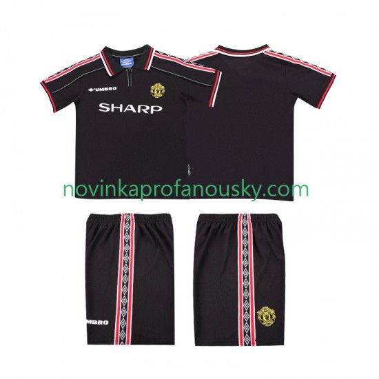 Manchester United Dres Retro Venkovní Fotbalové Dresy pro Děti 1998 1999 Krátký rukáv