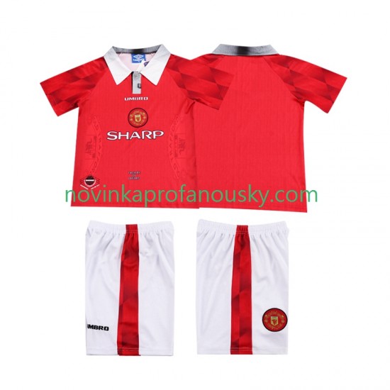 Manchester United Dres 1996 1997 Retro Domácí Fotbalové Dresy pro Děti Krátký rukáv