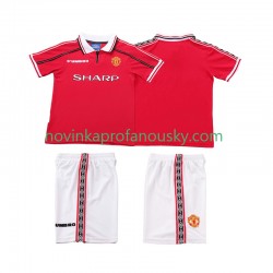 Manchester United Dres Retro Domácí Fotbalové Dresy pro Děti 1998 1999 Krátký rukáv