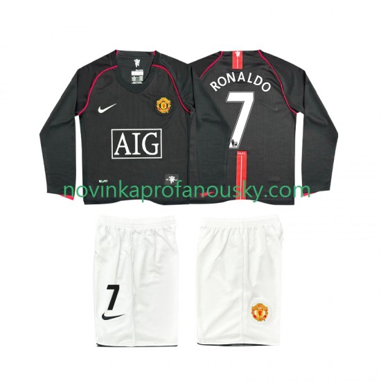 Manchester United Dres Ronaldo 7 2007 Retro Venkovní Fotbalové Dresy pro Děti 2008 Dlouhý rukáv
