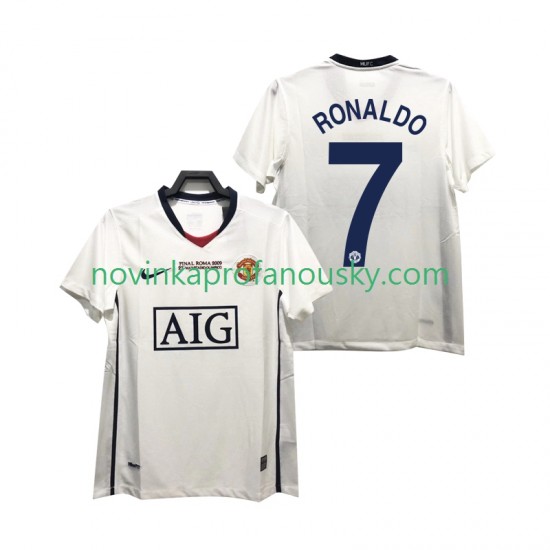 Manchester United Dres Ronaldo 7 Champions League 2009 Retro Venkovní Fotbalové Dresy pro Muže 2008 Krátký rukáv