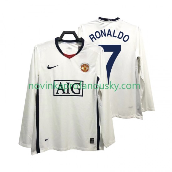 Manchester United Dres Ronaldo 7 Premier League 2009 Retro Venkovní Fotbalové Dresy pro Muže 2008 Dlouhý rukáv