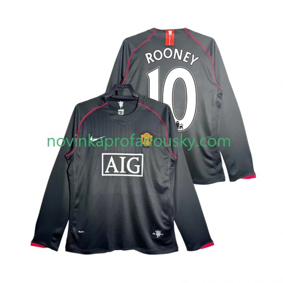 Manchester United Dres Rooney 10 2007 Retro Venkovní Fotbalové Dresy pro Muže 2008 Dlouhý rukáv