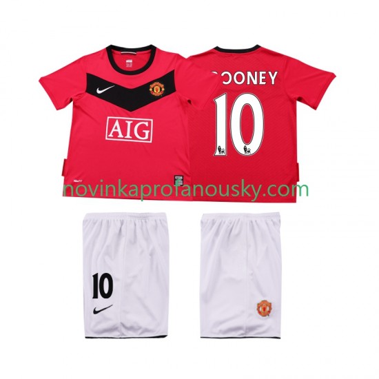 Manchester United Dres Rooney 10 2009 Retro Domácí Fotbalové Dresy pro Děti 2010 Krátký rukáv
