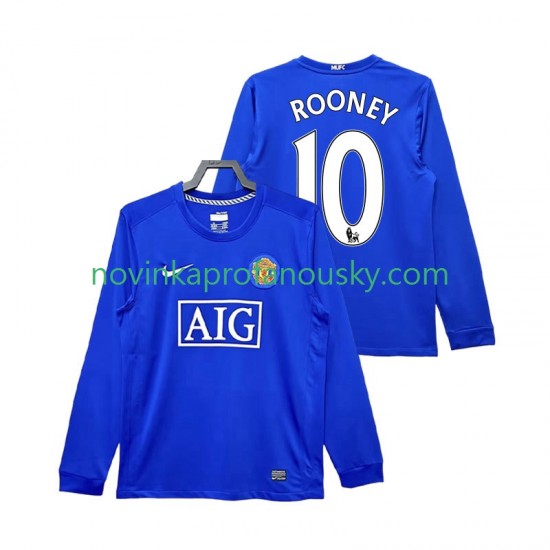 Manchester United Dres Rooney 10 2009 Retro Alternativní Fotbalové Dresy pro Muže 2008 Dlouhý rukáv