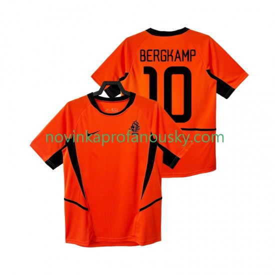 Nizozemsko Dres BERGKAMP 10 Retro Domácí Fotbalové Dresy pro Muže 2002 Krátký rukáv