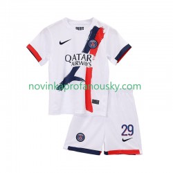 Paris Saint-Germain Dres Bradley Barcola 29 Venkovní Fotbalové Dresy pro Děti 2025-2026 Krátký rukáv