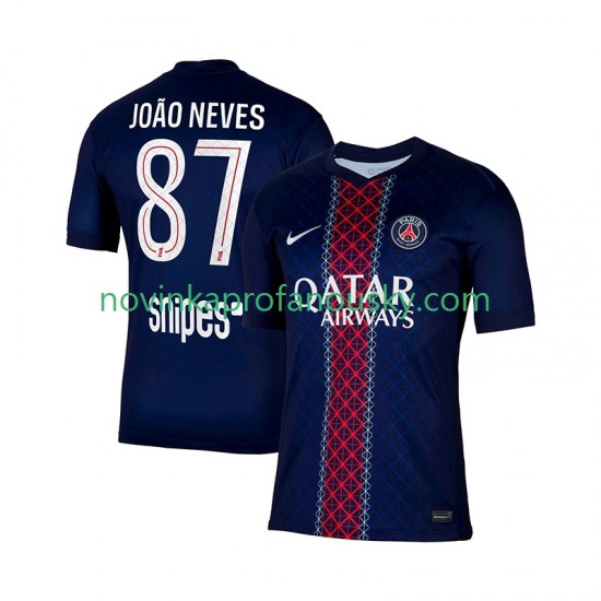 Paris Saint-Germain Dres Joao Neves 87 Domácí Fotbalové Dresy pro Muže 2025-2026 Krátký rukáv