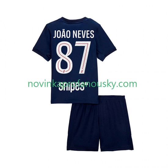Paris Saint-Germain Dres Joao Neves 87 Domácí Fotbalové Dresy pro Děti 2025-2026 Krátký rukáv