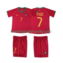 Portugalsko Dres FIGO 7 Retro Domácí Fotbalové Dresy pro Děti 2006 Krátký rukáv