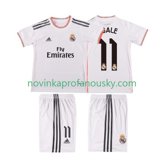 Real Madrid Dres BALE 11 2013 2014 Retro Domácí Fotbalové Dresy pro Děti Krátký rukáv
