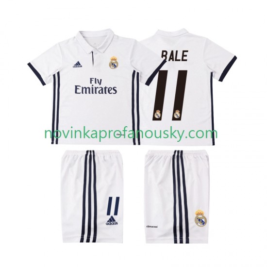 Real Madrid Dres BALE 11 2016 2017 Retro Domácí Fotbalové Dresy pro Děti Krátký rukáv