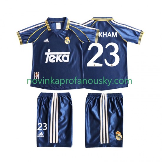 Real Madrid Dres BECERHAM 23 Retro Alternativní Fotbalové Dresy pro Děti 1998 1999 Krátký rukáv